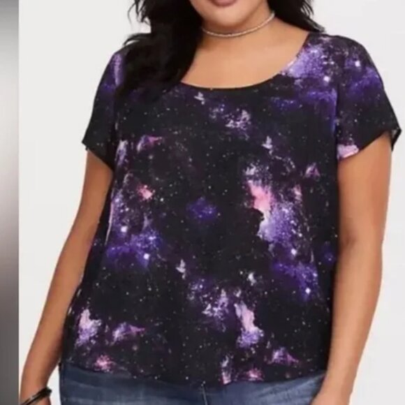 Torrid Abbey Georgette Celestial Blouse Sz 1 - Picture 1 of 5